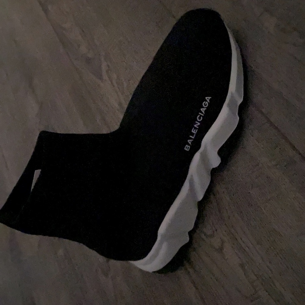 Balenciaga Black and White Speed Trainer Sock Sneaker